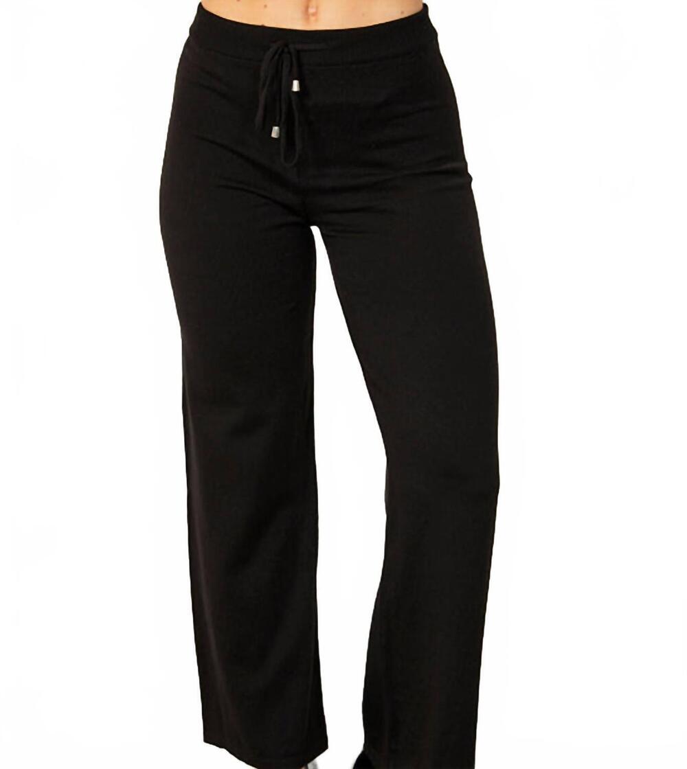 NEW FRENCH KYSS drawstring wide-leg pant in black - Picture 3 of 4